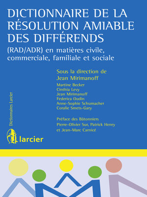 cover image of Dictionnaire de la résolution amiable des différends